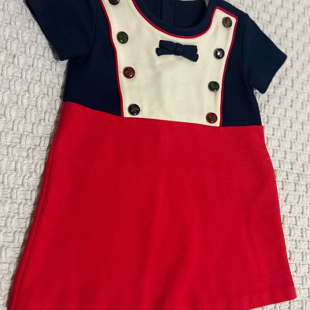 Gucci dress size 12-18 months red navy and beige